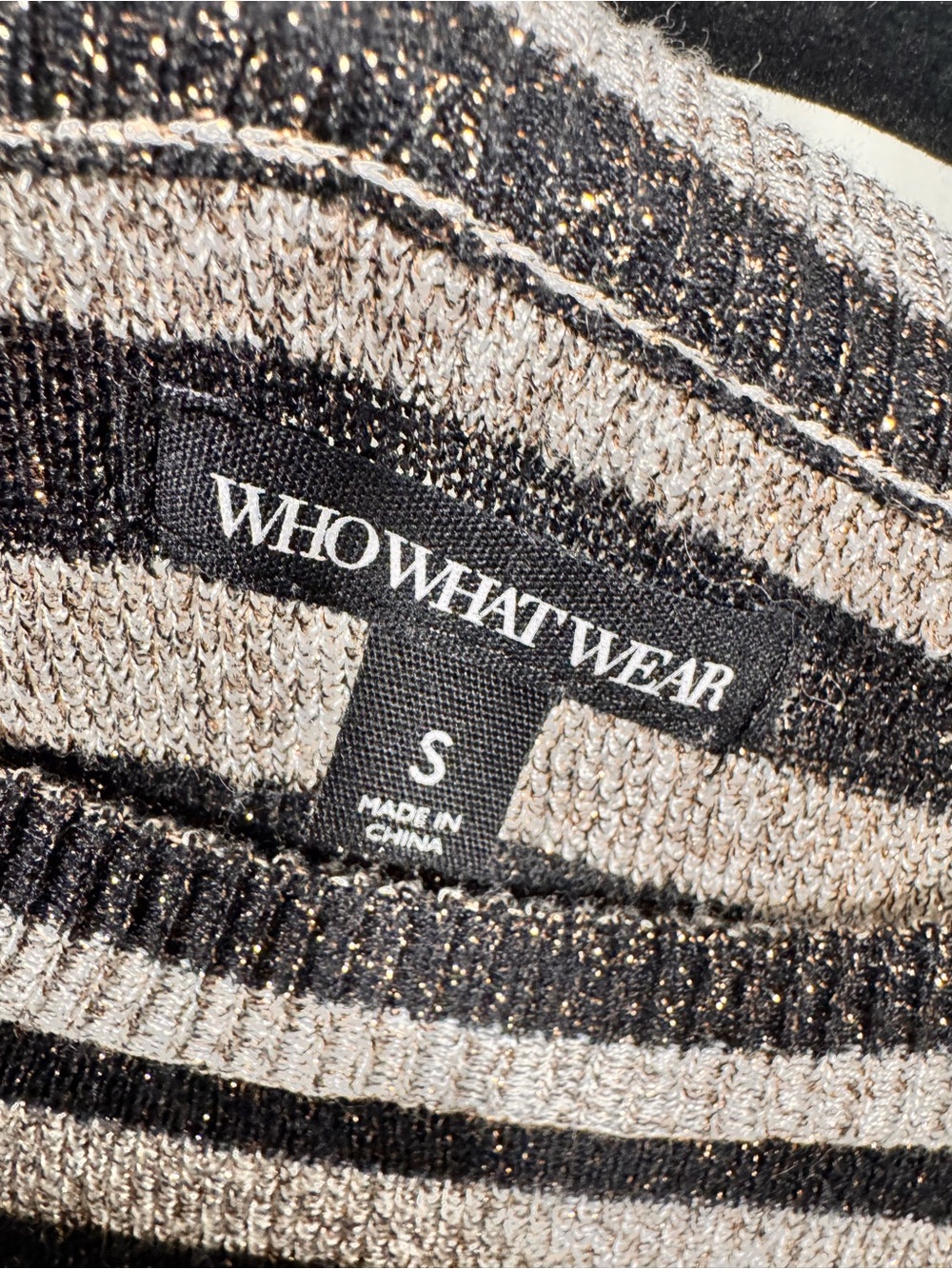 Who What Wear Black & Cream Metallic Stripe Knit Top - Picture 8 of 8